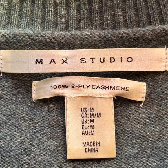 Max Studio 100% 2-Ply Cashmere Sz M Womens Dark Sage Green Turtleneck Sweater - Picture 7 of 8